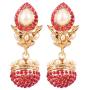 Touchstone Indian Bollywood traditional handcrafted Bridal Wedding Designer crystal Jewelry colorful long earrings Jhumki in Antique Gold And Silver Tone For Women.