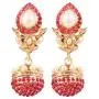 Touchstone Indian Bollywood traditional handcrafted Bridal Wedding Designer crystal Jewelry colorful long earrings Jhumki in Antique Gold And Silver Tone For Women.