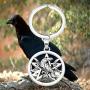 BEKECH Raven Crow Moon Pentacle Pendant Necklace Wiccan Crow Raven Pendant Pentacle Pentagram Wicca Charm Jewelry Necklace Gift