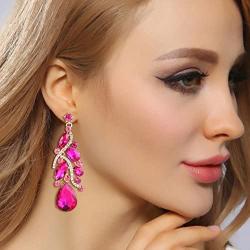 BriLove Womens Bohemian Boho Crystal Multi Teardrop Filigree Cluster Chandelier Dangle Earrings