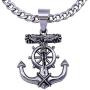 Double Rainbow Jewelry C08S-P37S Mens Stainless Steel Silver Anchor Jesus Cross Cuban Necklace Chain Link