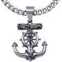 Double Rainbow Jewelry C08S-P37S Mens Stainless Steel Silver Anchor Jesus Cross Cuban Necklace Chain Link Double Rainbow Jewelry C08S-P37S Mens Stainless Steel Silver Anchor Jesus Cross Cuban Necklace Chain Link