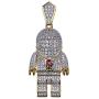 MOLEK Hip Hop 18K Gold Plated Micro Pave AAA CZ Astronaut Pendant Necklace with 24 Stainless Steel Rope Chain Iced Out Jewelry for Men and Women