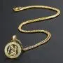 Hermah Gold Plated Zodiac Sign Pendant Necklace for Women Men Leo AriesConstellation Horoscope Pendant Stainless Steel Box Link Chain 22inch
