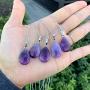 Sterling Silver Amethyst Gemstone Pendant Dainty Cute 18 inch Healing Crystals Chakra Stones Women Girls Gifts NK18-04