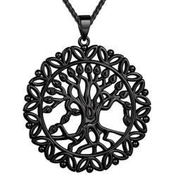 beautlace Round Celtic Knot Necklaces Silver/18K Gold/Black Gun Plated Tree of Life Pendant Trees Necklace Jewelry for Men and Women KP0137