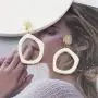JustMoMoMin White Acrylic Bohemian Resin Geometric Dangle Earrings For Women Girls Jewelry