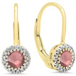Dazzlingrock Collection 10K Ladies Halo Style Dangling Drop Earrings, Yellow Gold