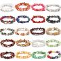 Hicarer 20 Pieces Women Crystal Chip Bracelets Natural Gemstone Stretch Bracelet Bangle