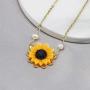 Dainty Sunflower Necklace Cute Necklace You are My Sunshine Vintage Pendant Jewelry Garden Daisy Sun Flower Handmade Birthday Gifts for Her Women Teen Girls Wife Sister Mom Daughter Friendship