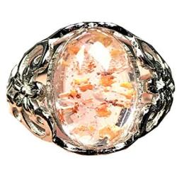 Natural Ghost Phantom Quartz Crystal Ring Jewelry For Women Man Silver Garden 16x10mm Oval Beads Adjustable Ring AAAAA