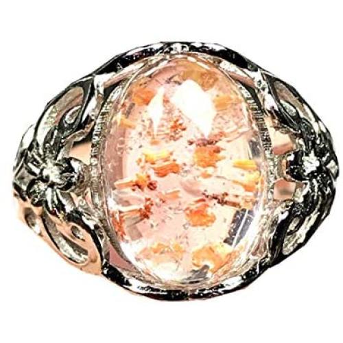 Natural Ghost Phantom Quartz Crystal Ring Jewelry For Women Man Silver Garden 16x10mm Oval Beads Adjustable Ring AAAAA