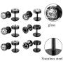 Aroncent 12PCS Mens Stainless Steel Punk Rock Ear Plug Earrings Stud Set Black Gothic