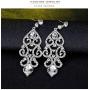 Big Vintage Diamond Mounted Silver Flower Teardrop Stunning Dangle Drop Chandelier Earrings for Women Girls