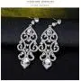 Big Vintage Diamond Mounted Silver Flower Teardrop Stunning Dangle Drop Chandelier Earrings for Women Girls