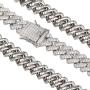 PY BLING 14K Gold/White Rose Gold Plated 12mm Hip Hop Full Iced Out Miami Cuban Link Chain Choker CZ Lab Diamond Necklace/Bracelet for Men and Women