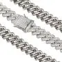 PY BLING 14K Gold/White Rose Gold Plated 12mm Hip Hop Full Iced Out Miami Cuban Link Chain Choker CZ Lab Diamond Necklace/Bracelet for Men and Women