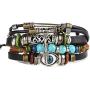 TOMLEE Evil Eye Bracelet Bohemian Genuine Leather Charm Bracelet for Women Men Vintage Multilayer Adjustable Rope Beaded String Bracelets Handmade Braid Knot Jewelry