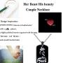 Hsumonre Elk Matching Heart Necklace Stainless Steel Pendant Deer Relationship Jewelry Promise Couple Gift for Lover
