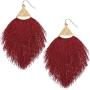 MIRMARU Fringe Tassel Silky Thread Dangle Drop Metal Hook Earrings-Drop Dangle Statement Earrings