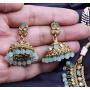 SANARA Traditional Indian Bollywood Gold Plated Stone Made Pearl Choker Necklace Earring Set Women Wedding Wear Jewelry