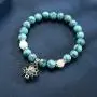 Luminous Glowing in The Dark Moon Lotus Flower Shaped Charm Bracelet for Women Natural Turquoise Stones Yoga Prayer Jewelry