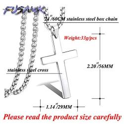 Fusamk Fashion Titanium Steel Prayer Cross Pendant Necklace,24'' Box Chain