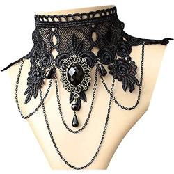 iWenSheng Halloween Costumes Jewelry for Women - Steampunk Black Lace Choker Necklace Gothic Jewelry Accessories, Vampire Choker Necklace Costume for Teen Girls