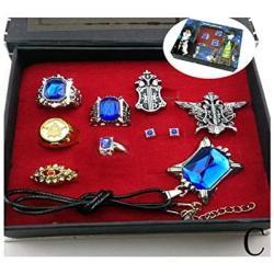 Cosplay Black Butler Ciel Sebastian Ring Necklace Earring Studs Set by HiRudolph