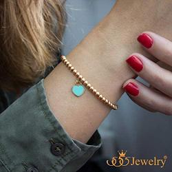 555Jewelry Womens Stainless Steel Love Heart Charm Beaded Delicate Bracelet