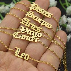 HUTINICE Gothic Old English Scorpio Leo Zodiac Bracelet for Women, 18K Gold Chain Horoscope Constilation Letter Bracelet Baby Girl Jewelry
