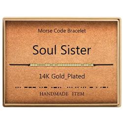 SANNYRA Morse Code Bracelet 14k Gold Plated Beads on Silk Cord Secret Message Aunt Bracelet Gift Jewelry for Her