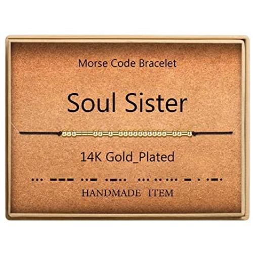 SANNYRA Morse Code Bracelet 14k Gold Plated Beads on Silk Cord Secret Message Aunt Bracelet Gift Jewelry for Her