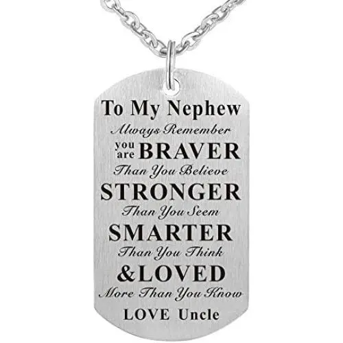 Kisseason to My Niece Nephew Birthday Gift Jewelry Dog Tag Keychain Pendant Necklace from Aunt Uncle Kisseason to My Niece Nephew Birthday Gift Jewelry Dog Tag Keychain Pendant Necklace from Aunt Uncle