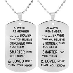 ALoveSoul Inspirational Gift Necklace - Always Remember You are Braver Than You Believe Pendant Necklaces