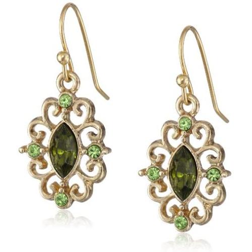 1928 Jewelry Gold-Tone Crystal Navette Drop Earrings