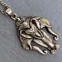 Holy 3 Headed Elephant God Erawan Ganesha Hindu Indian Thai Laos Laotian Pewter Mens Pendant Necklace Money Good Luck Lucky Charm Protection Amulet Safe Travel Talisman for men Stainless Steel Chain