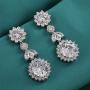 SWEETV Elegant Silver Wedding Bridal Earrings for brides,bridesmaid- Cubic Zirconia Crystal Dangle Earrings for Womens Party Prom Pageant
