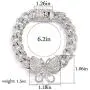 yfstyle Butterfly Cuban Link Bracelet Hip Hop Iced Out Diamond Bracelets for Women Girls Gold Plated Bracelets for Women Inlaid Rhinestone Hip Hop Jewelry Fashion Accessories