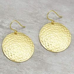 The V Collection Earrings 22k Gold Plated Round Shape Dangling Earrings Hammered Jewelry for Women and Girls