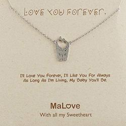 MaLove Dainty Giraffe Inspirational Pendant Necklace, Handmade White Rhodium Plated Pendant Necklace Jewelry Gift for Women