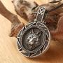 HAQUIL Wolf Necklace - Metal Alloy, Round Wolf Medallion Pendant - Leather Cord, 19.7''
