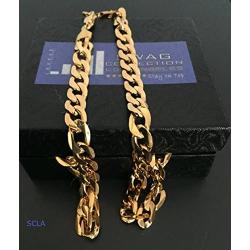 Gold Chain Necklace 7mm 24K Diamond Cut Smooth Cuban Link with a. USA Made