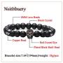 Nsitbbuery Fashion Crystal Eye Skull Bracelet 8MM Lava Rock Bead Bracelet