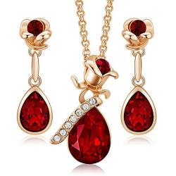 CDE Jewelry Sets for Women Rose Gold Jewelry Embellished with Crystal from Austria Mothers Day Jewelry Gifts Necklace and Earrings Set for Mom Wife
