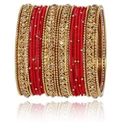 SANARA Indian Bollywood Bangles Antique Gold Plated Thread Bangles Pakistani Wedding Bangle Bracelet Jewelry