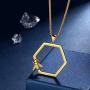 beautlace Honeycomb Hexagon Necklaces 18K Gold/Silver/Black Gun Plated with Honey Bee Pendant Charm Jewelry Gifts for Men and Women KP0128