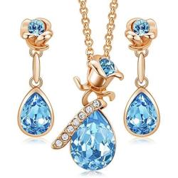 CDE Jewelry Sets for Women Rose Gold Jewelry Embellished with Crystal from Austria Mothers Day Jewelry Gifts Necklace and Earrings Set for Mom Wife