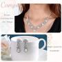 Campsis Bridal Pearl Necklace Rhinestone Teardrop Wedding Bride Statement Necklace Set Jewelry for Women and Girls