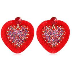 ELEARD Valentine’s Day Red Heart Earrings for Women Enamel Love Heart Drop Earring Studs Statement Rhinestone Heart Hoop Dangle Earrings Set Valentine’s Day Gifts